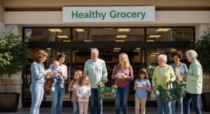 healthy grocery entrance