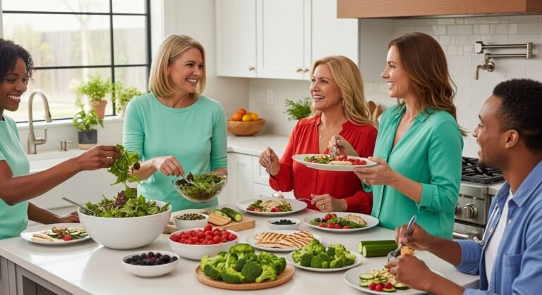 high volume low calorie foods, healthy meal prep, group cooking