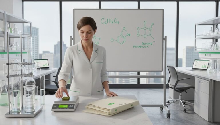 Modern lab with nutritional analysis in progress