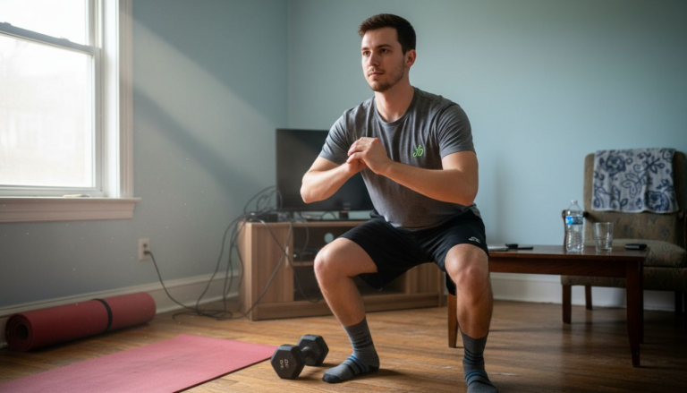 Beginner workout in small living room