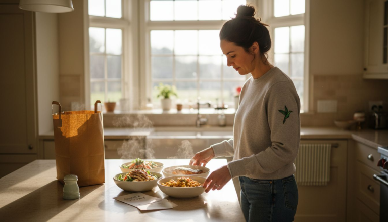 Woman preparing high protein dinner dishes