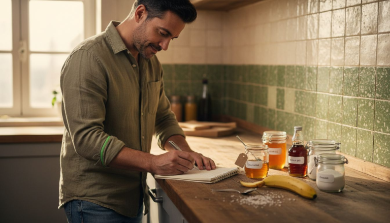 Nutritionist comparing jars of sugar alternatives