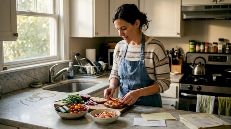 Woman preparing personalized healthy lunch