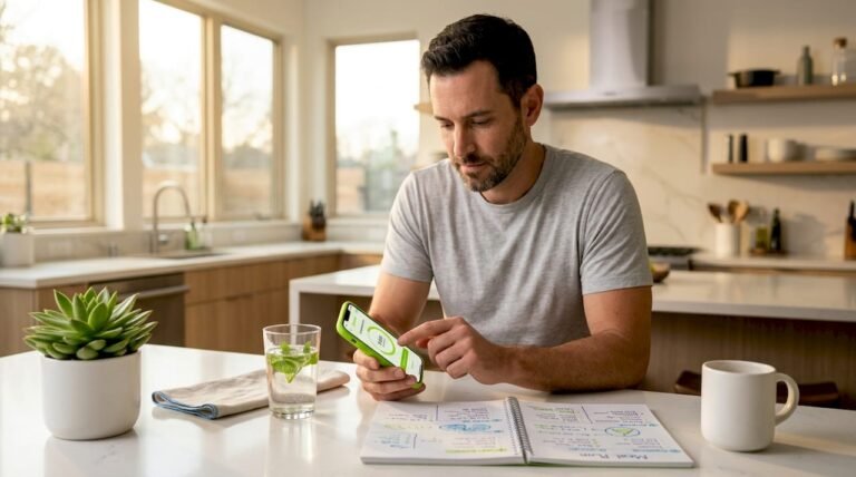 Man tracking intermittent fasting on phone