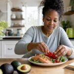 Immune Boosting Foods That Actually Support Your Body Woman preparing immune boosting salad in kitchen