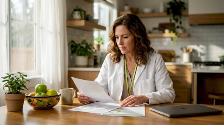 Female doctor reviewing genetic nutrition test results