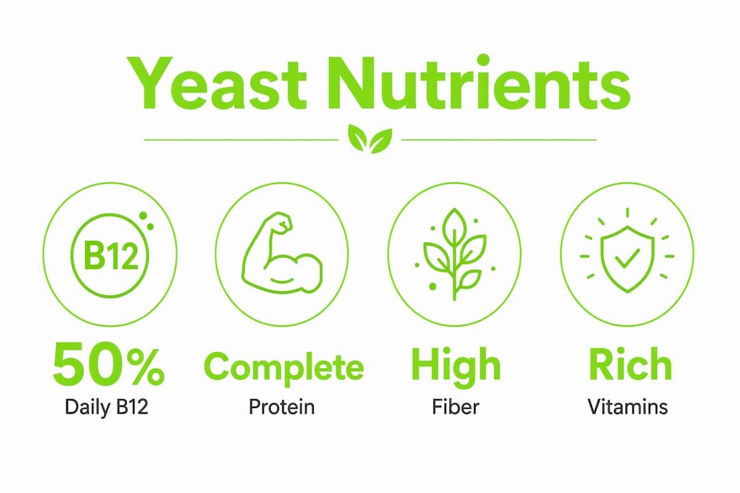 Nutritional Yeast Uses: Savory Recipes and Safety Tips 1 Infographic showing key nutritional benefits of nutritional yeast