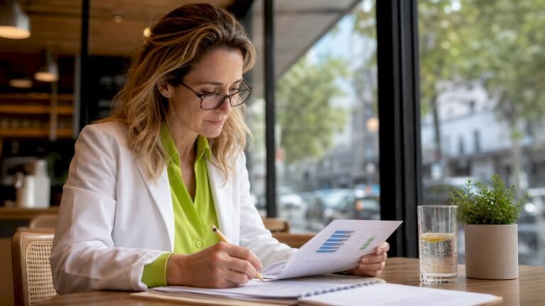 Female doctor analyzing metabolic data at desk